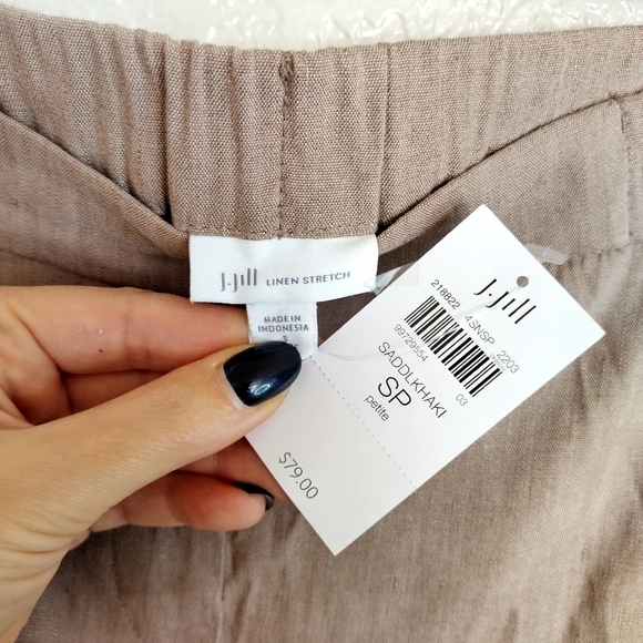 NWT J Jill Linen Stretch Pull On Ankle Pant in Saddle/Khaki Tan sz S petite - Picture 3 of 9